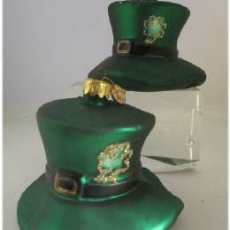 Ornament aus zartem Glas irischer Kobold Mütze